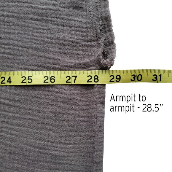 T Tahari Woman Crinkle 100% Cotton Gauze Boxy Raw edges Cap sleeve Grey Size 3XL - Picture 12 of 15